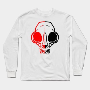 Split Color Cat Skull Long Sleeve T-Shirt